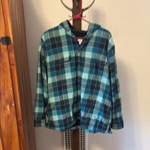 L.L. Bean Fleece-Lined Flannel Hoodie XL Petite